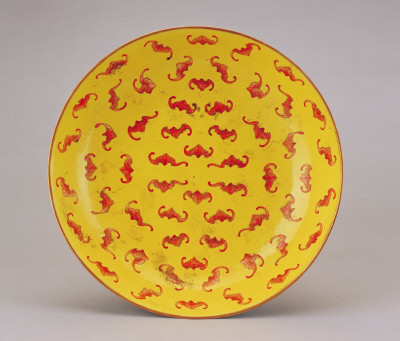 图片[2]-Yellow ground pink red bat pattern plate-China Archive